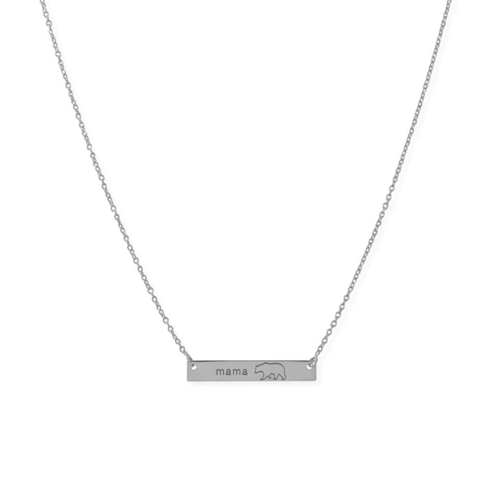 💫 Sterling Silver "Mama Bear" Bar Necklace - Picture 2 of 2